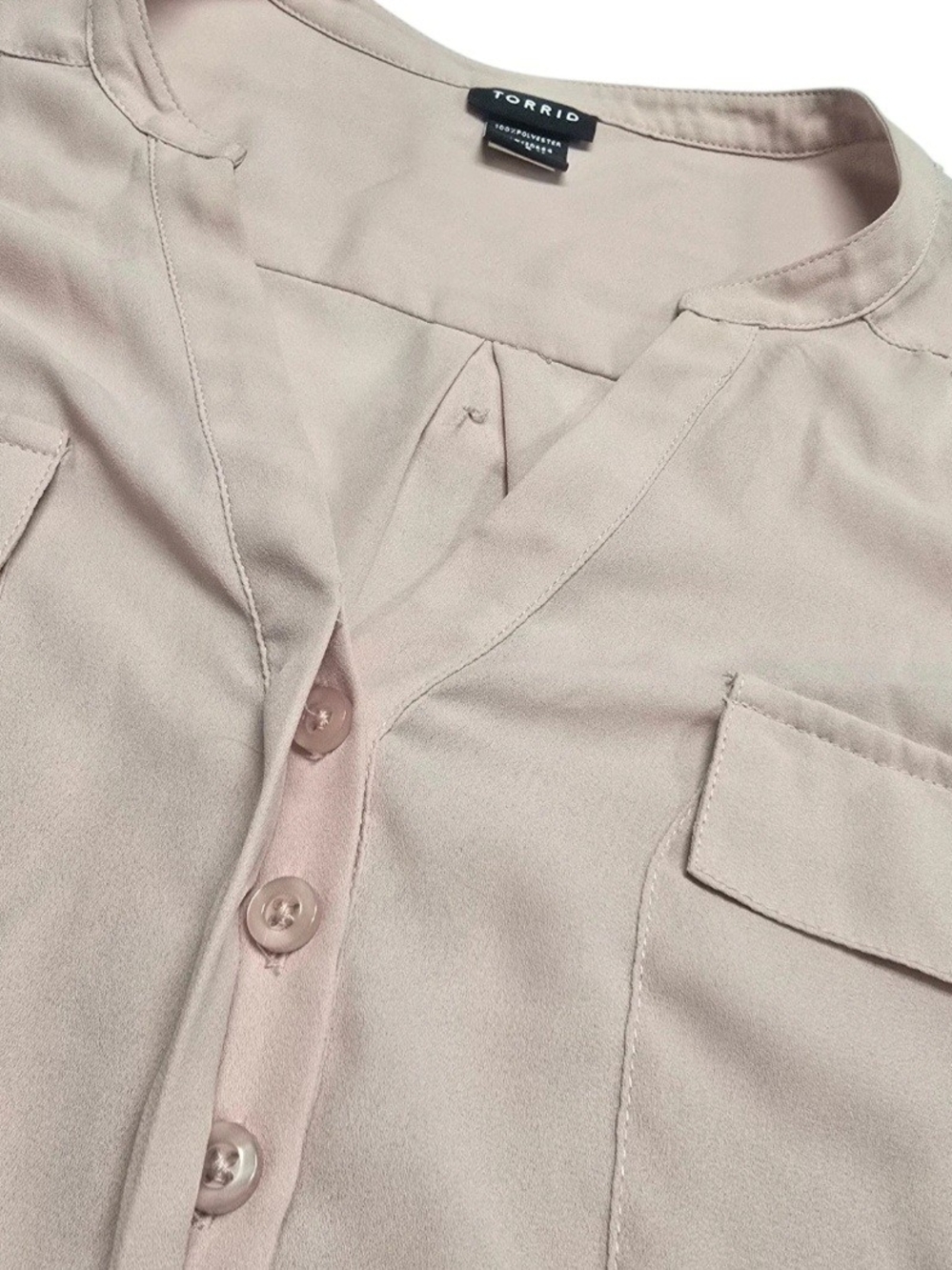 Torrid Harper Blouse Pink Blush Georgette Ruffle Tab Sleeve Top Women’s 2 2XL